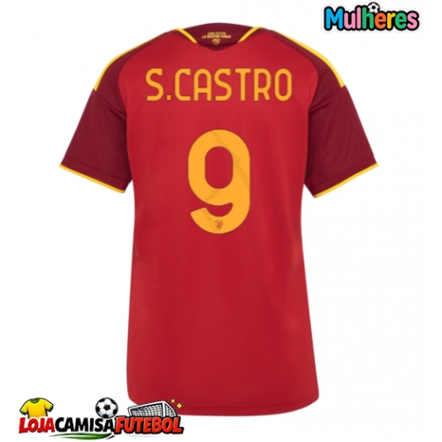 Camisa de Futebol AS Roma Santiago Castro #9 Equipamento Principal Mulheres 2026-27 Manga Curta